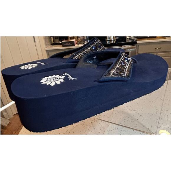 Yellow Box Blue Jeweled Leather Sandals - Women's 9.5 NWT - Picture 4 of 6